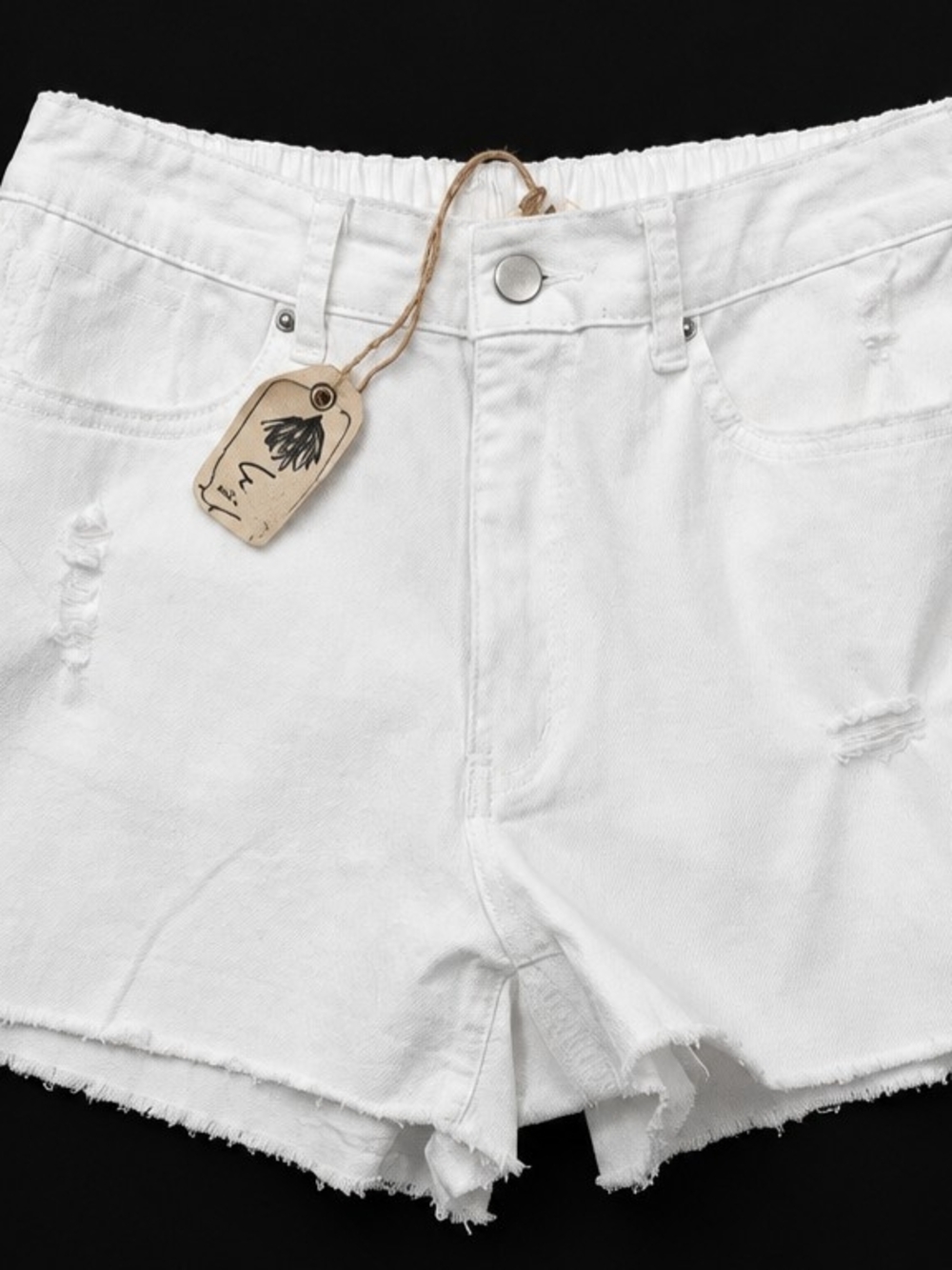 Distressed Jean Shorts in White